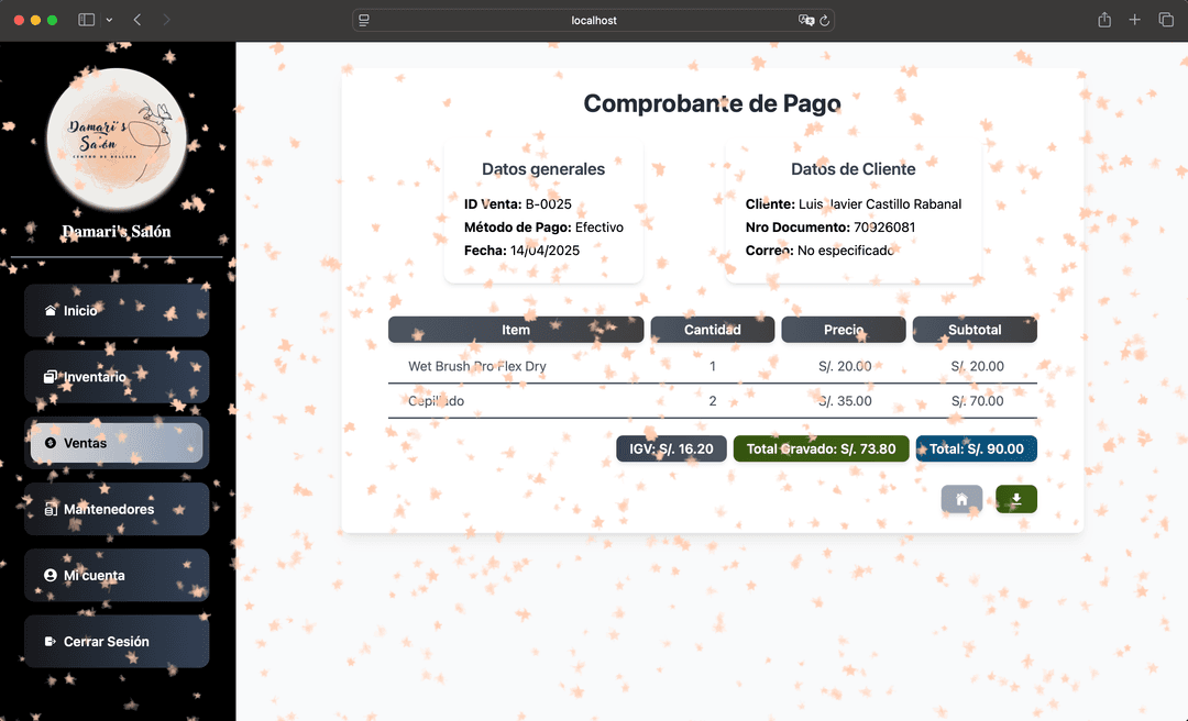 Damaris Salon - Login dark