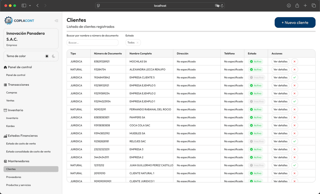 Coplacont - Clientes