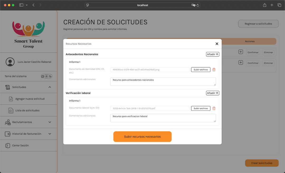 Smarttalent - Create Request Detail